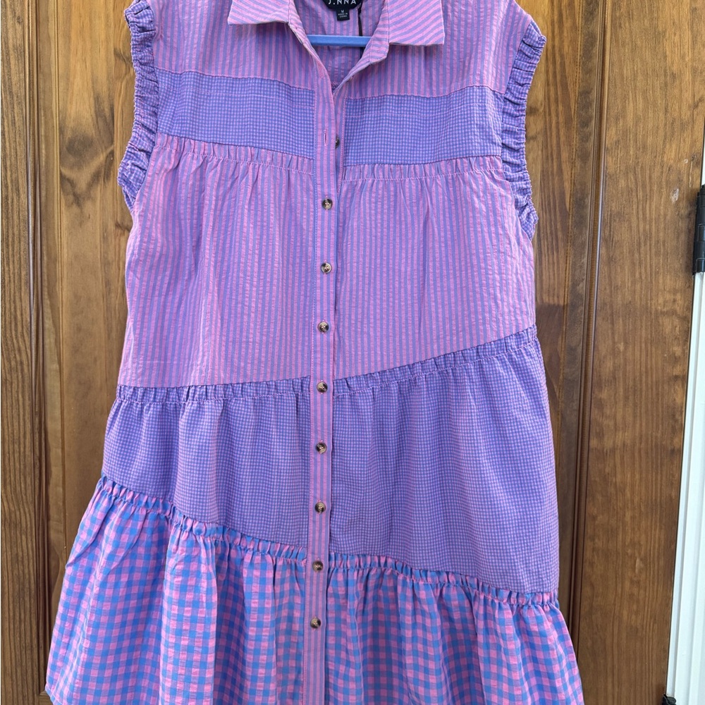 Striped and Checkered Purple Mini Dress
